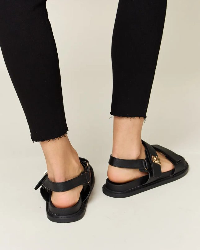 WILD DIVA Velcro Double Strap Slingback Sandals 