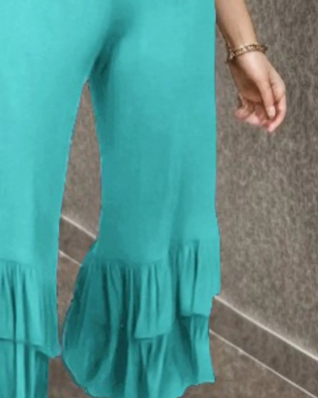 Heimish Full Size Ruffled High Waist Wide Leg Pants Plus Size