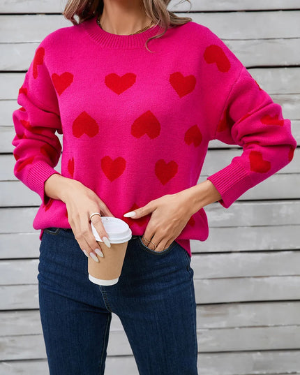 Angel Wings Heart Round Neck Long Sleeve Sweater