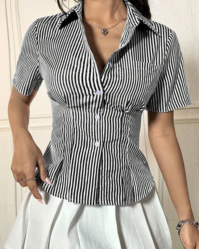 Gingham Short Sleeve Button-Up Shirt