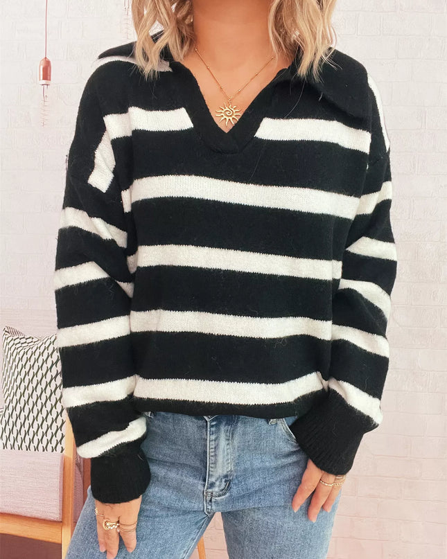 Striped Dropped Shoulder Sweater