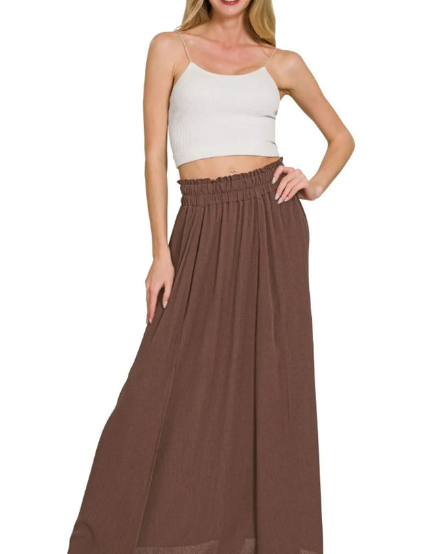 Zenana Woven Crinkle Gauze Long Skirts