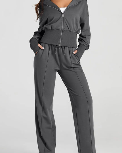 Zip-Up Hoodie and Pants Active Set