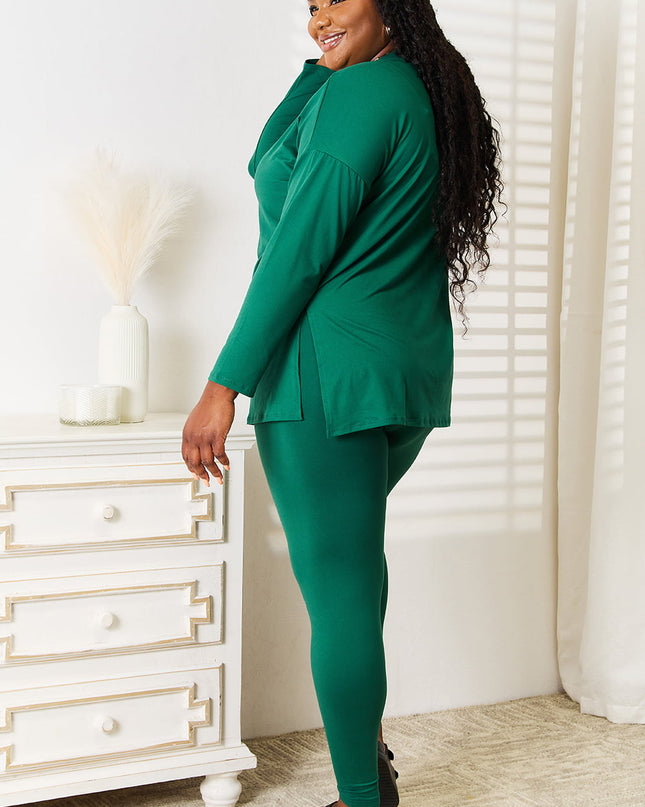 Zenana Lazy Days Full Size Long Sleeve Top and Leggings Set