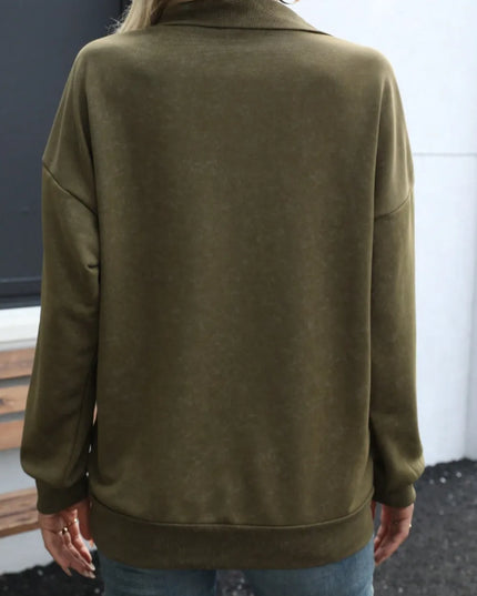 Half Snap Long Sleeve Sweatshirt