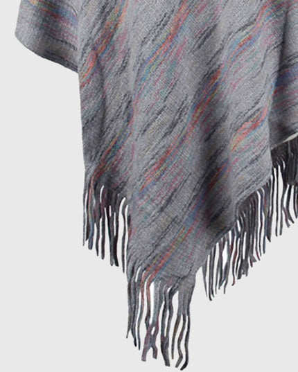 Fringe Hem Hooded Poncho