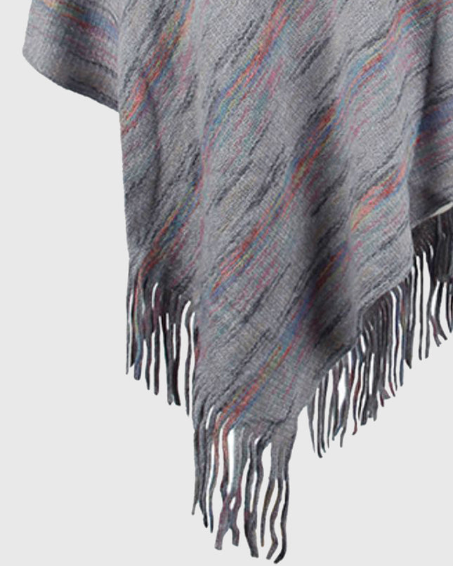 Fringe Hem Hooded Poncho