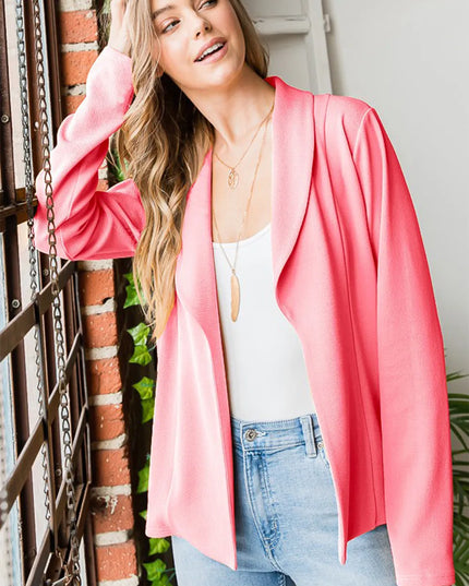 Heimish Open Front Long Sleeve Blazer NEONPINK