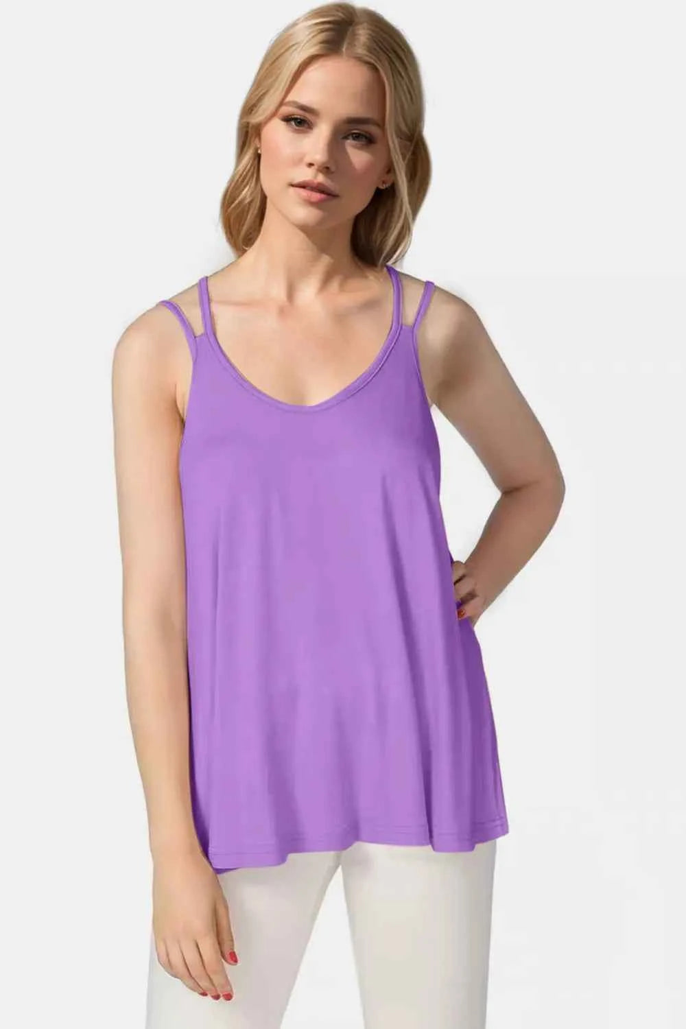 Basic Bae Bamboo Scoop Neck Double Spaghetti Straps Cami