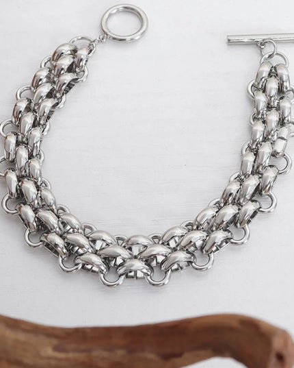 Gold Chain Link Jewelry Set with Necklace and Bracelet 