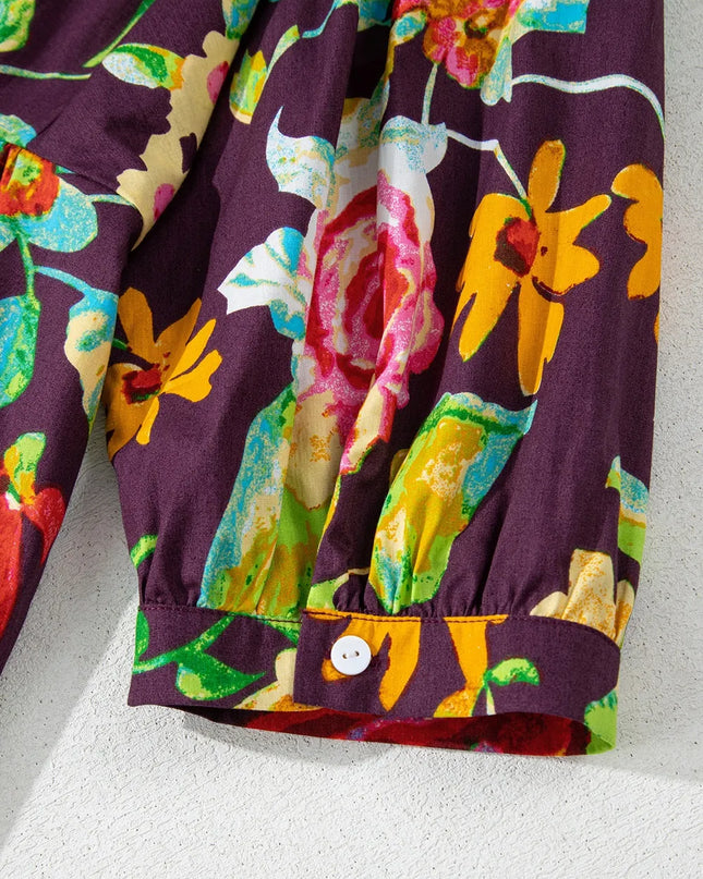 Flower Embroidered Trim Half Sleeve Blouse