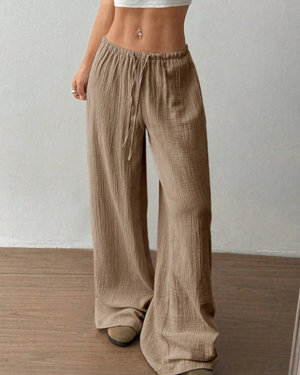 Wide Leg Drawstring Casual Pants