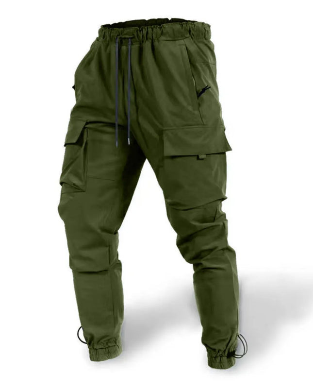 Men's Plus Size Drawstring Pants with Cargo Pockets Army Green