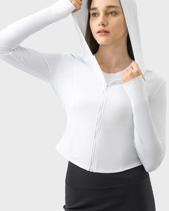 Millennia Pocketed Zip Up Hooded Long Sleeve Active Outerwear