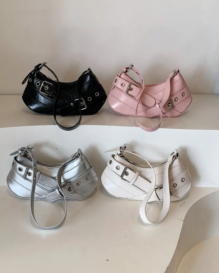 PU Leather Buckle Shoulder Bag 