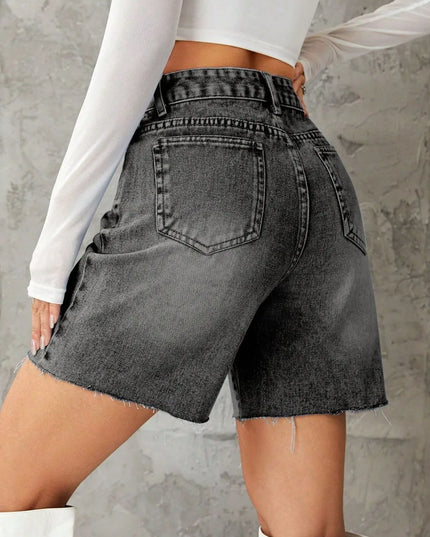 Frayed Hem Denim Shorts 
