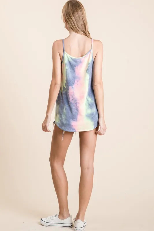 BiBi Tie Dye Terry Camisole with Caged Neck