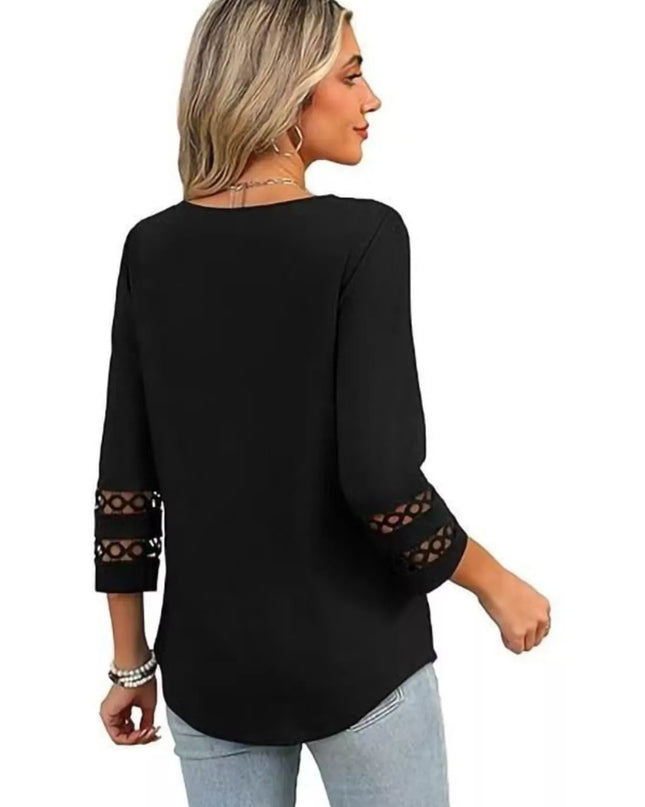 Full Size V-Neck 3/4 Sleeve T-Shirt Plus Size