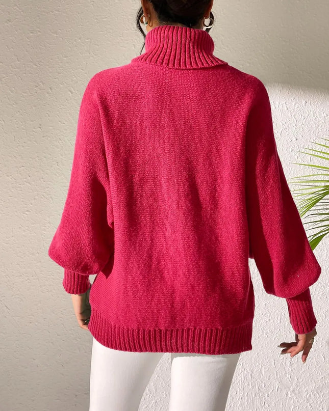 Heart Turtleneck Long Sleeve Sweater