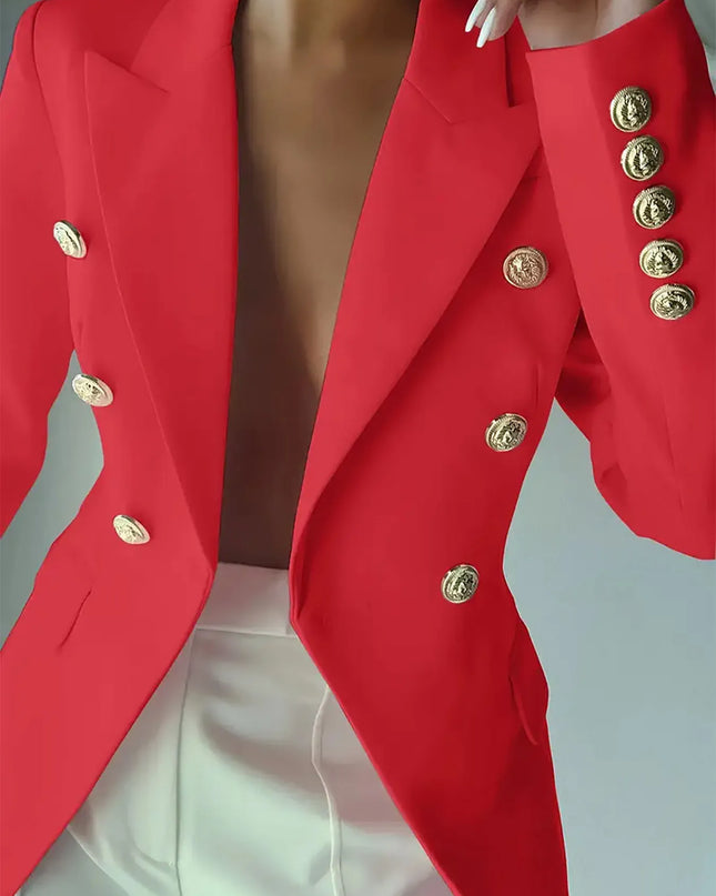 Decor Button Lapel Collar Blazer