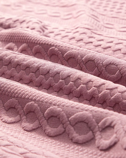 Cable Texture Puff Sleeve Loose Shacket