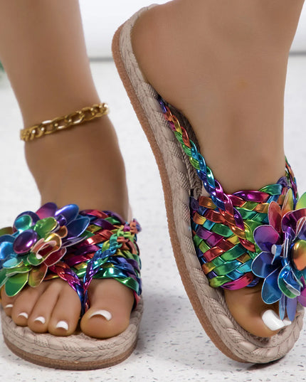 Floral Embellished Comfort Slide Sandals 
