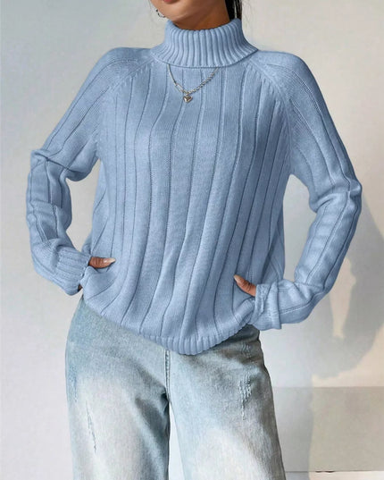 Ribbed Turtleneck Long Sleeve Sweater