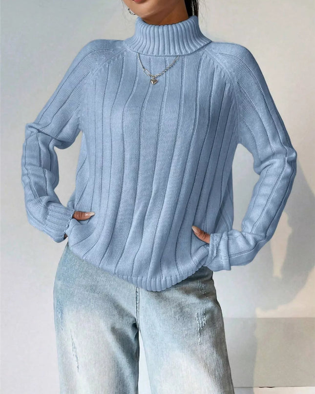 Ribbed Turtleneck Long Sleeve Sweater