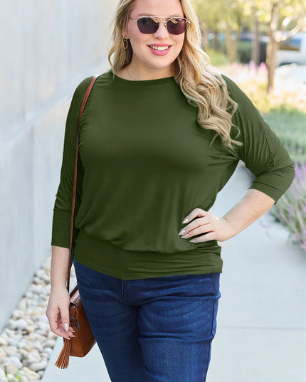 Basic Bae Full Size Round Neck Batwing Sleeve Top