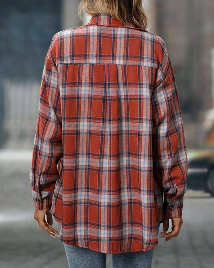 Plaid Button-Down Oversized Shirt