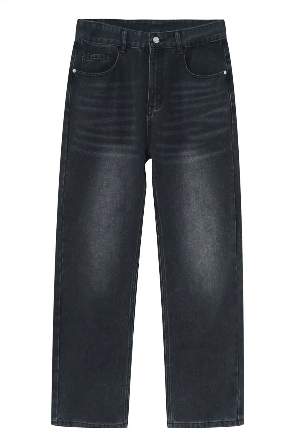 Washed Straight-Leg Slim Jeans Dark Gray