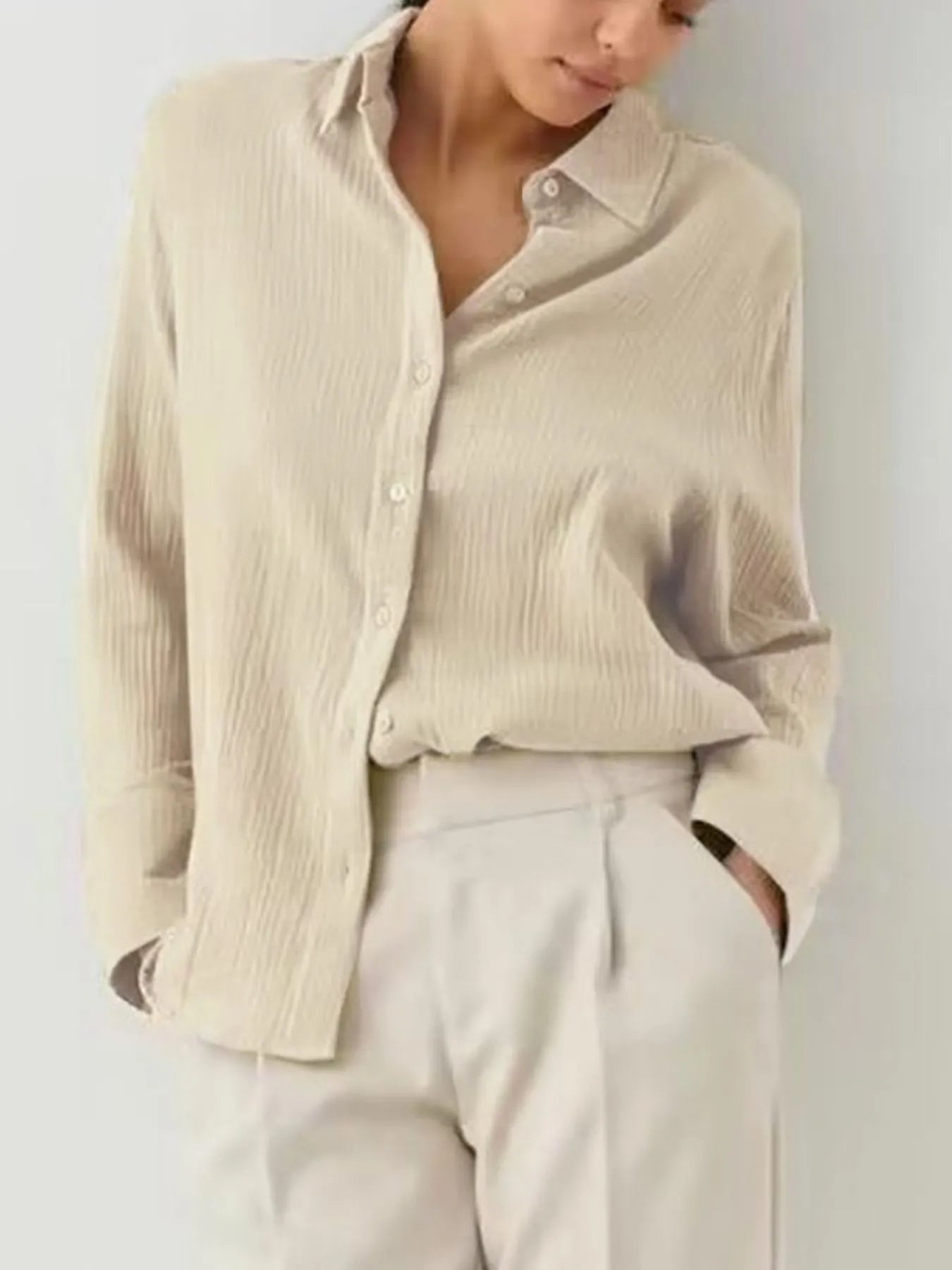 Button Up Long Sleeve Texture Shirt