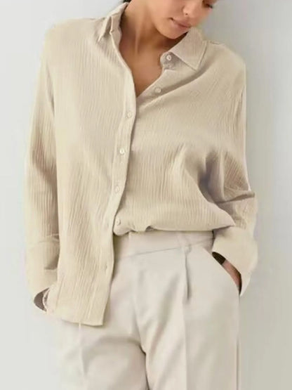 Button Up Long Sleeve Texture Shirt