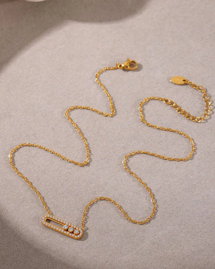 Moving Crystal Bar Necklace and Ring Jewelry Set 