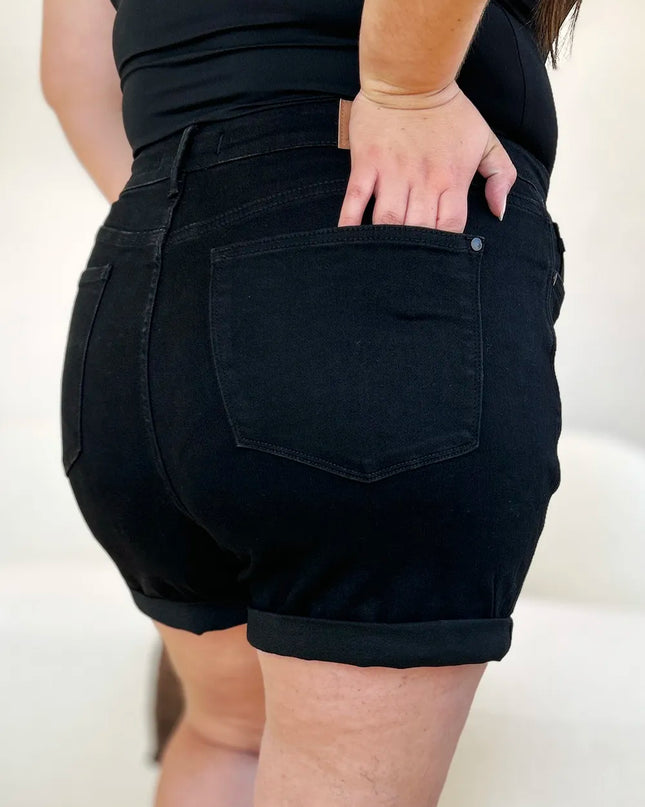 Judy Blue Full Size High Waist Tummy Control Cuffed Denim Shorts