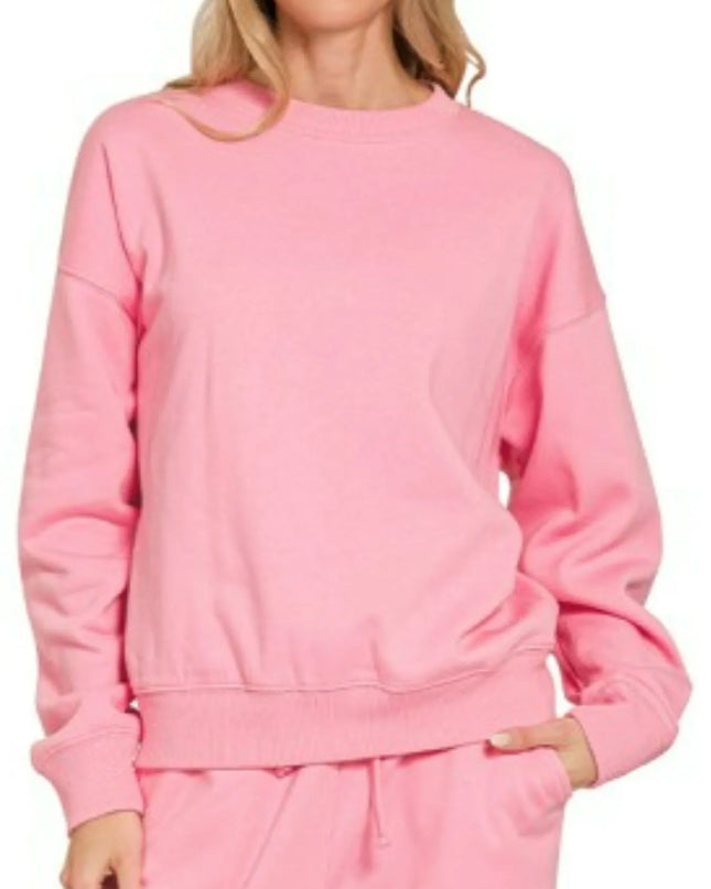 Zenana Fleece Long Sleeve Top and Sweatpants Set
