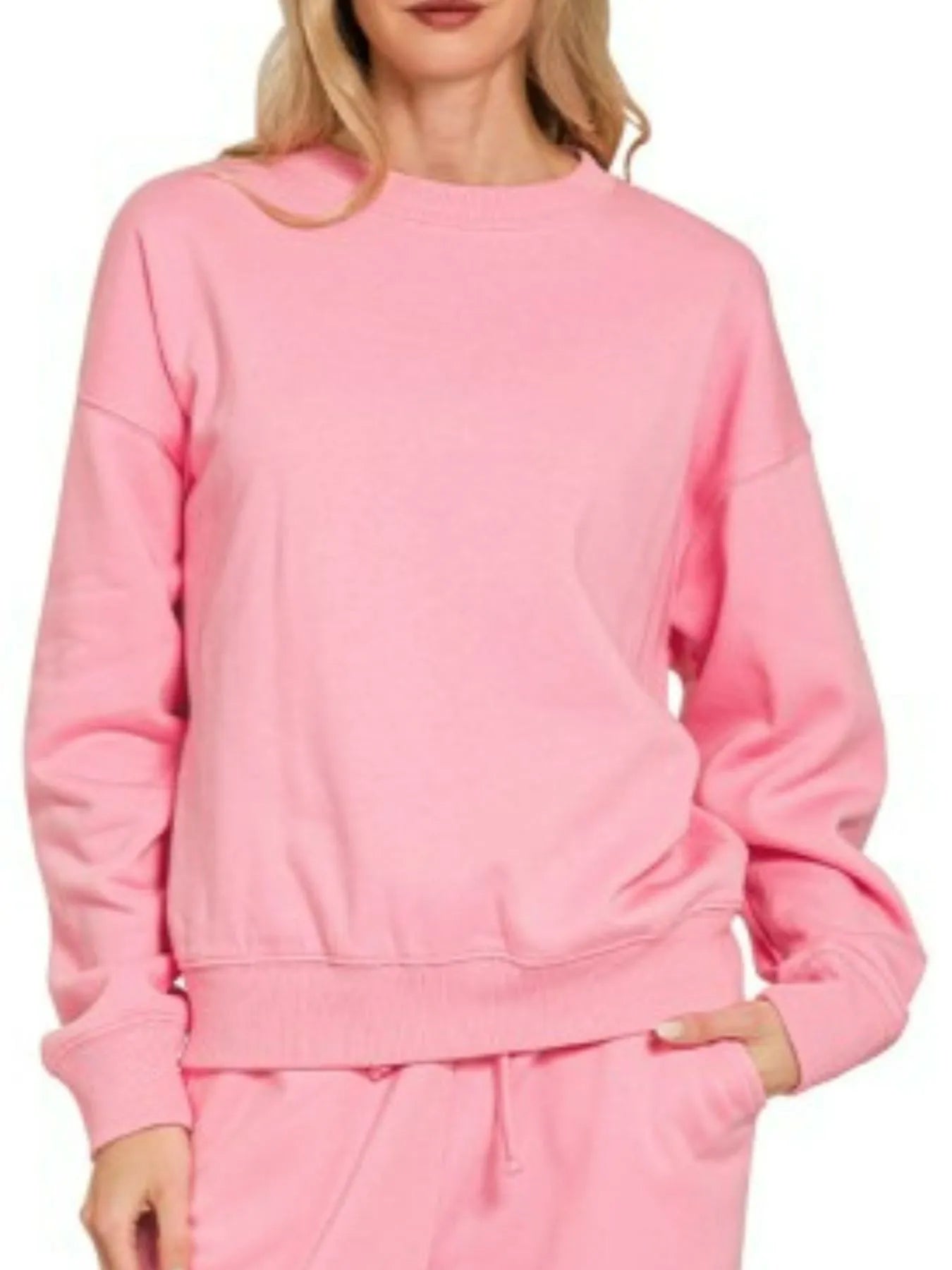 Zenana Fleece Long Sleeve Top and Sweatpants Set