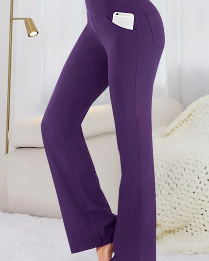 Pocketed High Waist Active Pants Violet