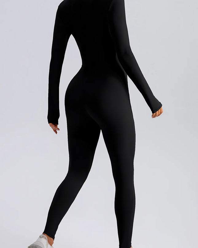 Half Zip Mock Neck Active Jumpsuit 