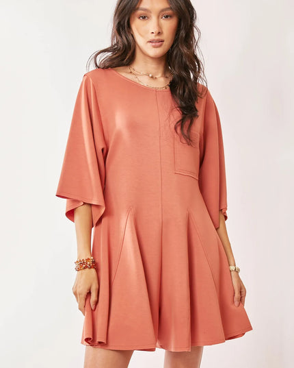 Davi & Dani Solid Draped Sleeve Ties Back Skort Romper