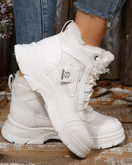 High-Top Platform Chunky Sneaker Boots with Lace-Up