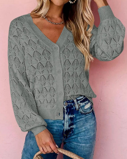 Openwork Button Up Cardigan