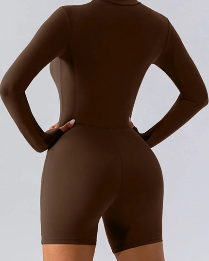 Half Zip Long Sleeve Active Romper 