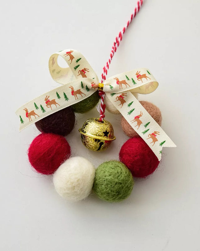 Christmas Felt Ball Garland Ornament Style D One Size
