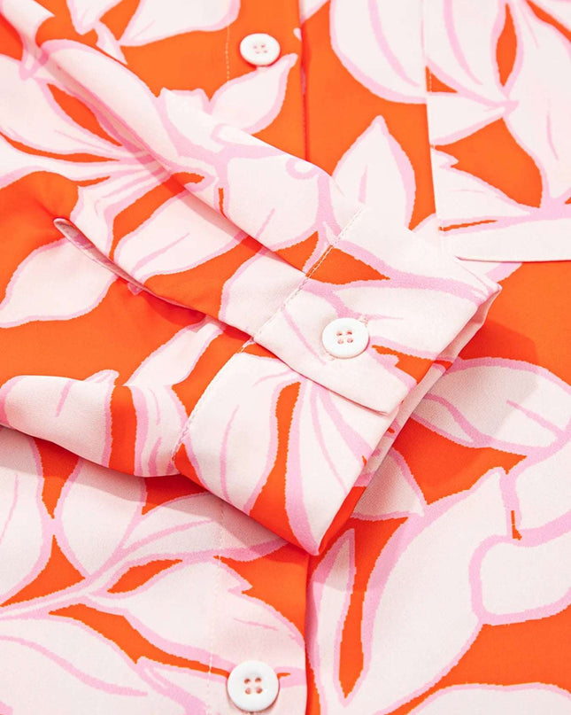 Botanical Print Single Chest Pocket Button Up Shirt