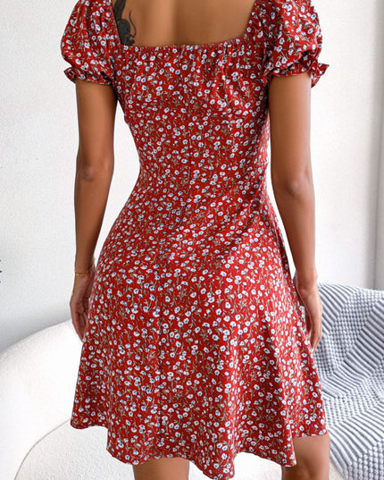 Ditsy Floral Drawstring A-Line Dress