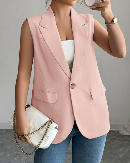 One Button Sleeveless Blazer