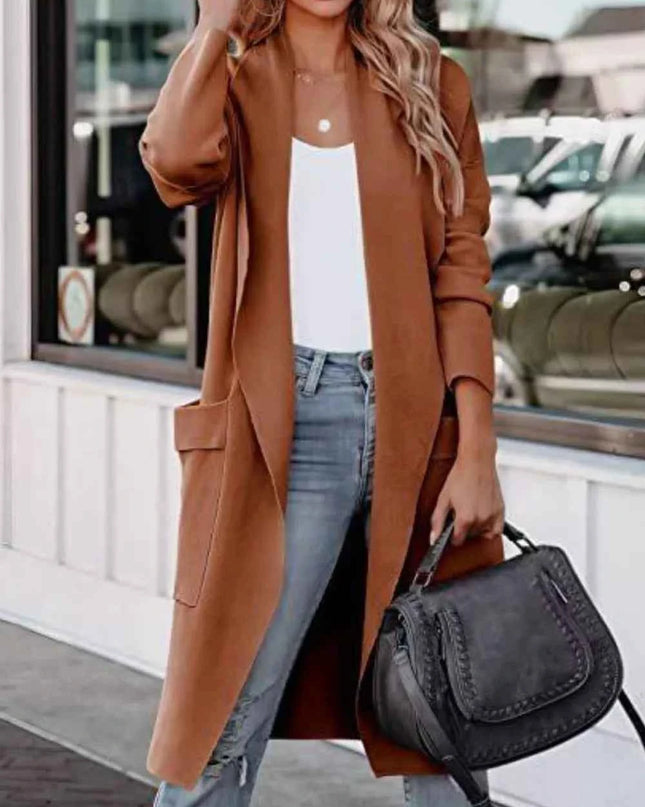 Open Front Dropped Shoulder Outerwear