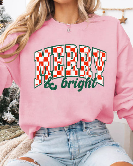 MERRY & Bright Graphic Christmas Long Sleeve Sweatshirt