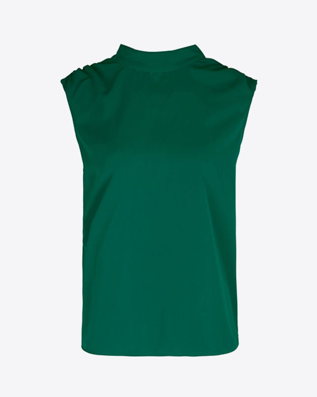 Perfee Tied Mock Neck Blouse